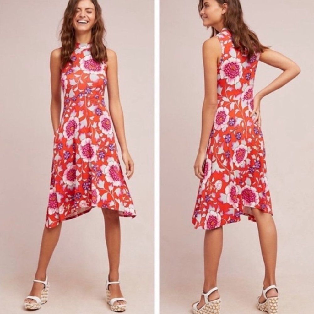Anthropologie Maeve Floral Mock Neck Dress size XS